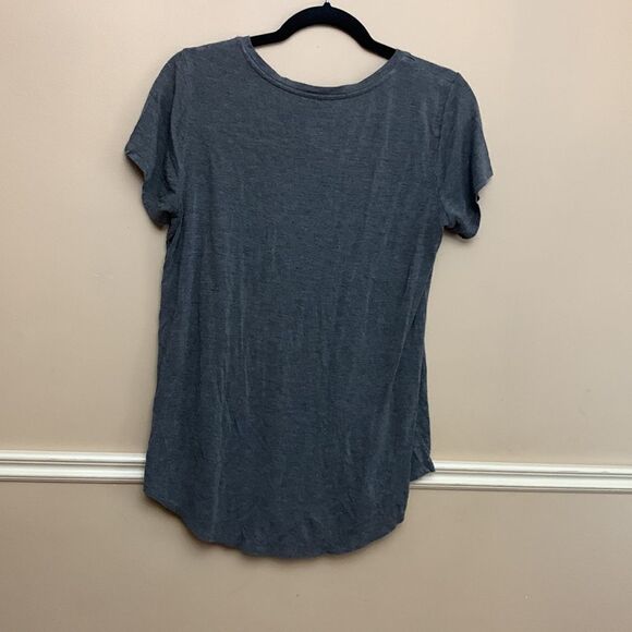 George Melange Drapey V-Neckline Tee Grey Size Medium - Picture 2 of 3